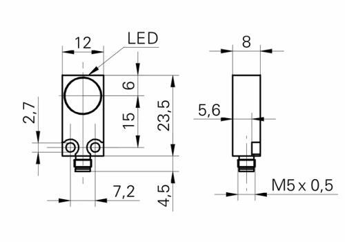 IFFM 12N17A3/S05L 電感式接近開關(guān)的尺寸圖