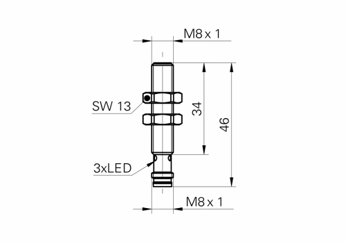 IFRM 08P17A1/S35L 電感式接近開(kāi)關(guān)的尺寸圖