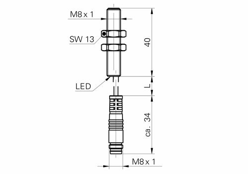 IFRM 08P17A1/KS35L 電感式接近開關(guān)的尺寸圖